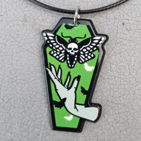 Spencer's Jewelry - 2/$10 Coffin Moth Witchy Acrylic Charm Necklace NWT